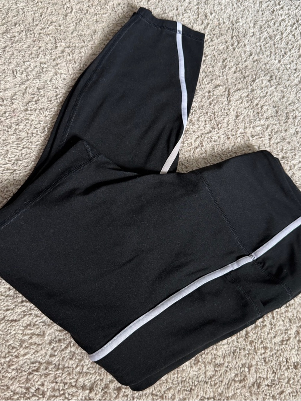 Black Leggings with Contrasting White Side Stripe - Women's Activewear